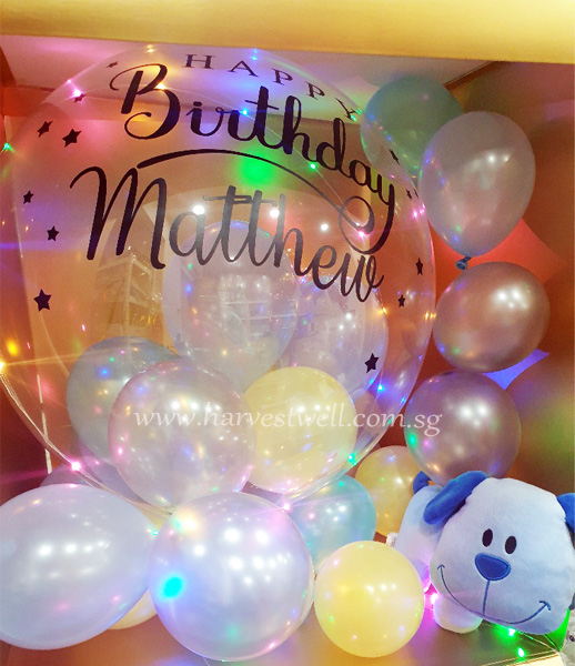 Customize Surprise Box with Happy Bday Bubble Balloon Customize Surprise Box with Happy Bday Bubble Balloon
